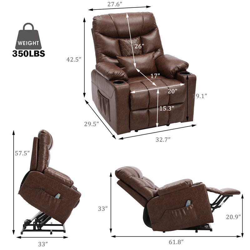 Red Barrel Studio® Power Lift Recliner Sofa Chair With Massage And